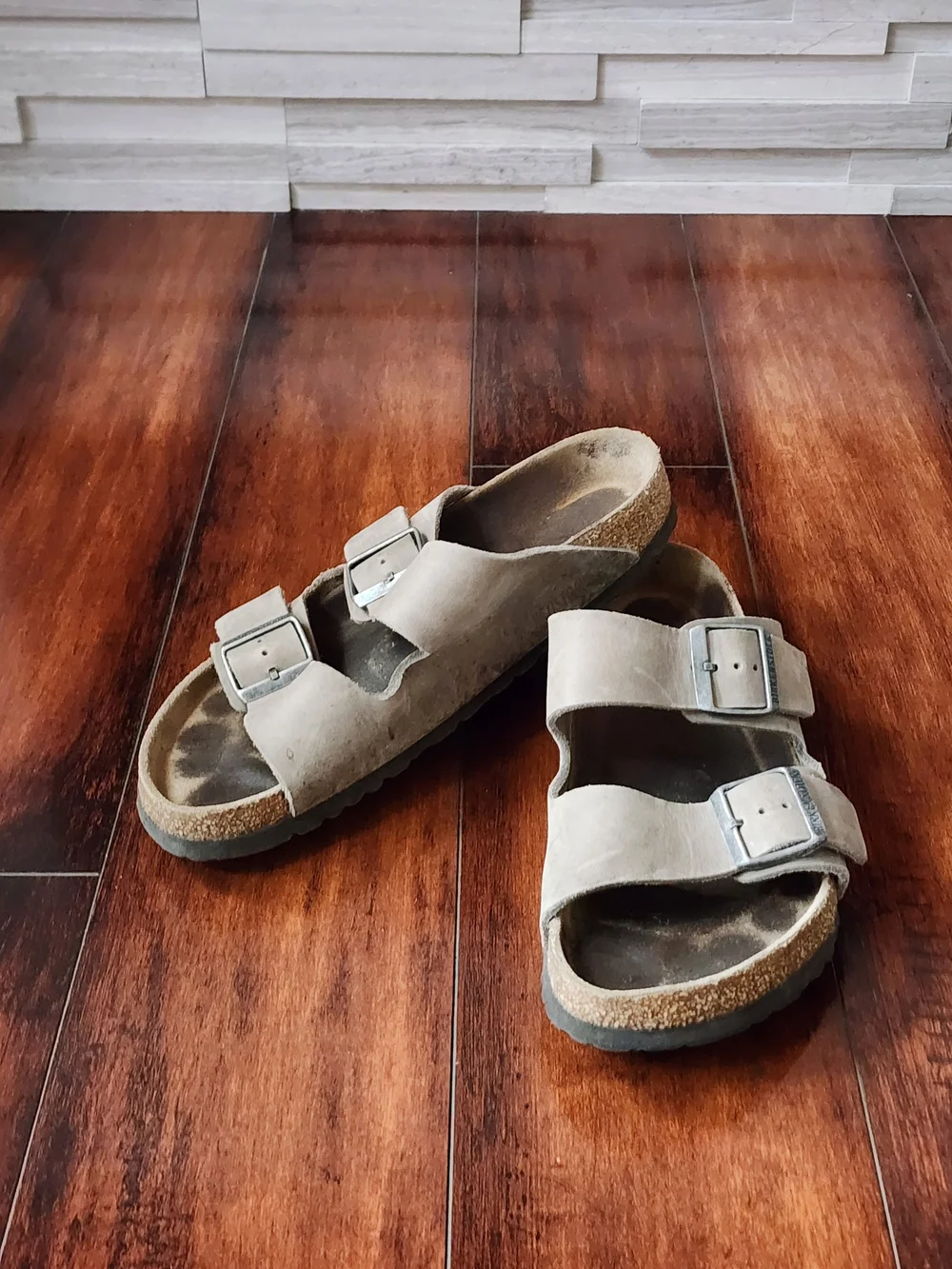 Birkenstock Arizona Taupe Suede Sandals Women's US 10 EU 41 Double Strap Comfort